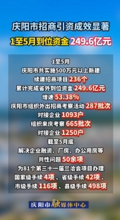 慶陽(yáng)市招商引資成效顯著，1至5月到位資金249.6億元