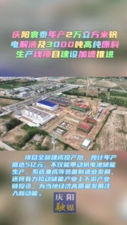 慶陽寰泰年產(chǎn)2萬立方米釩電解液及3000噸高純原料生產(chǎn)線項目加速推進